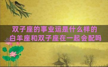 双子座的事业运是什么样的 白羊座和双子座在一起会配吗